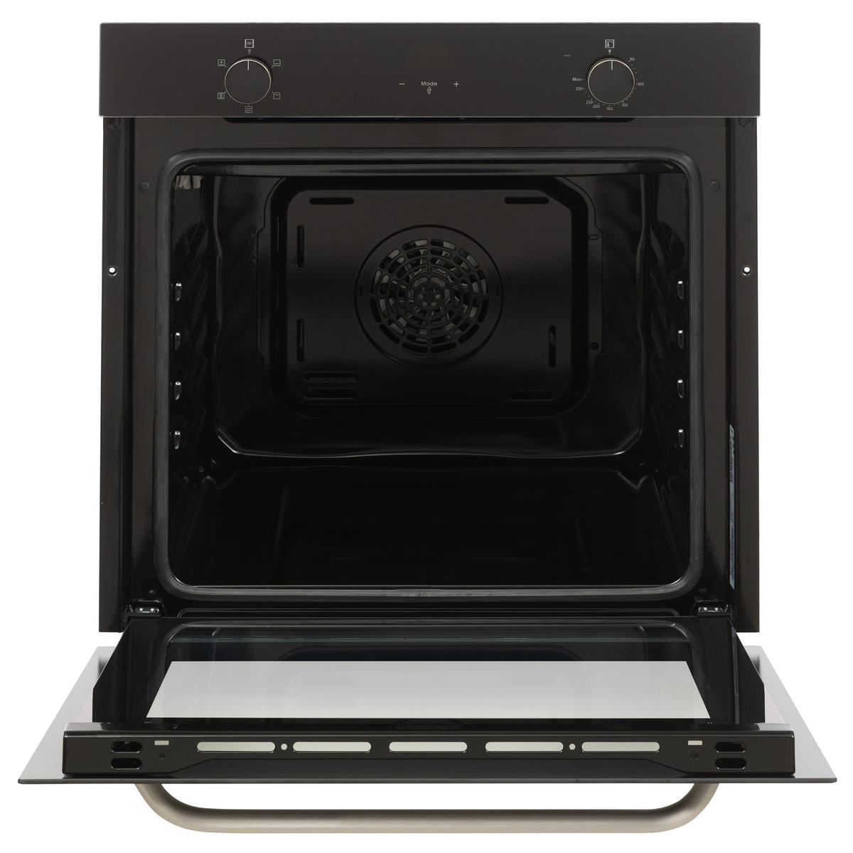 EINBAUBACKOFEN, autark, 73 Liter Volumen, 60 cm Backofen, 5 Betriebsarten, Edelstahl, Umluft/Ober-Unterhitze, einfache Reinigung, B-OV-75-A-I - Schwarz, Metall (59.5/59.5/57.5cm) - Telefunken