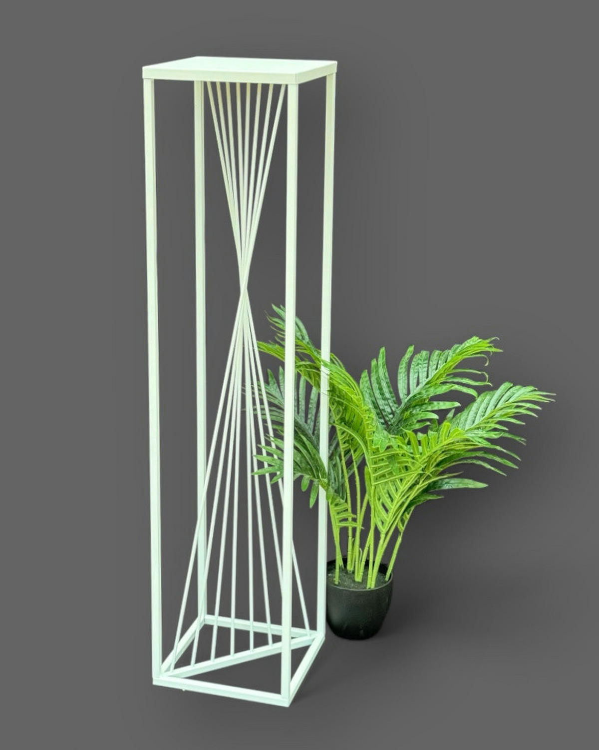 BLUMENSTÄNDER Metall Weiß Eckig 100 cm - Weiß, Metall (24/100/24cm) - DanDiBo