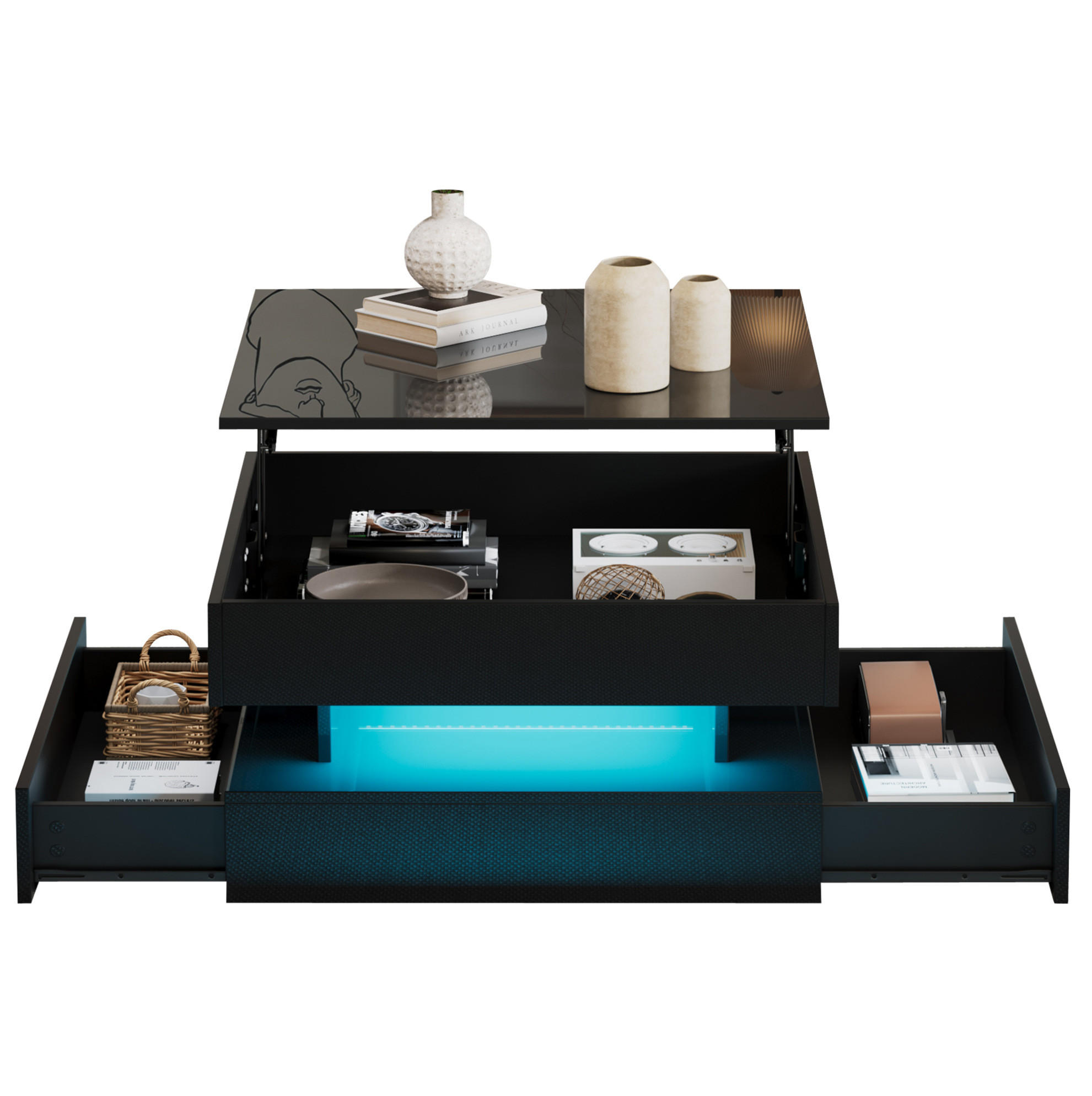 Ivmeu Couchtisch Schwarz 65x38.5x65 cm