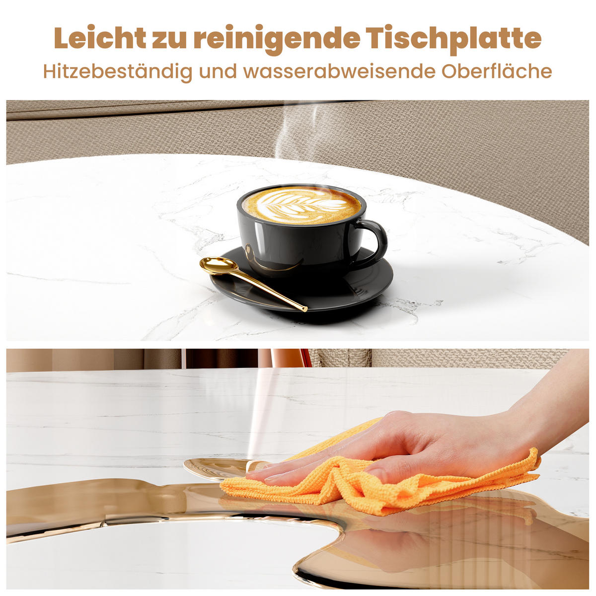 COUCHTISCH 2-teilig mit stabilem Eisenrahmen & leicht zu reinigende MDF-Tischplatte - Weiß, Holzwerkstoff (80/80/45cm) - OKWISH