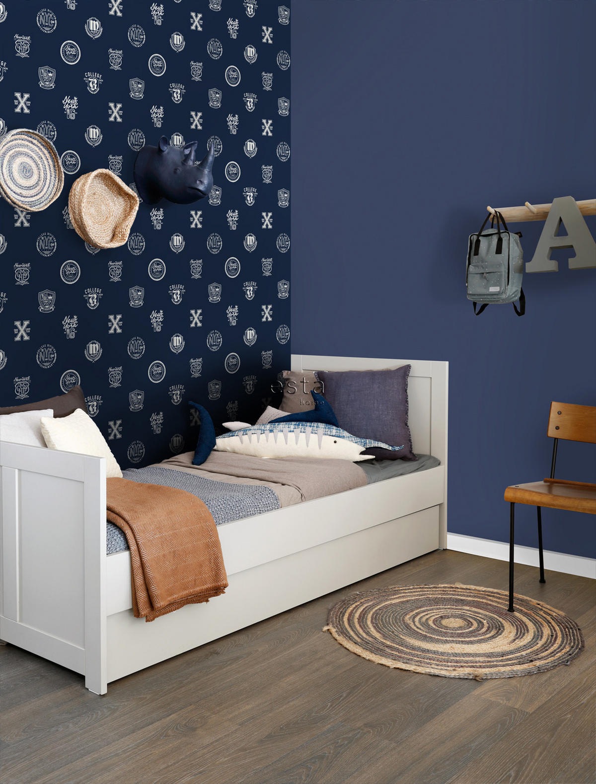 TAPETE Schulembleme 53 cm x 10.05 m - Blau, Papier (53/1000cm) - ESTAhome