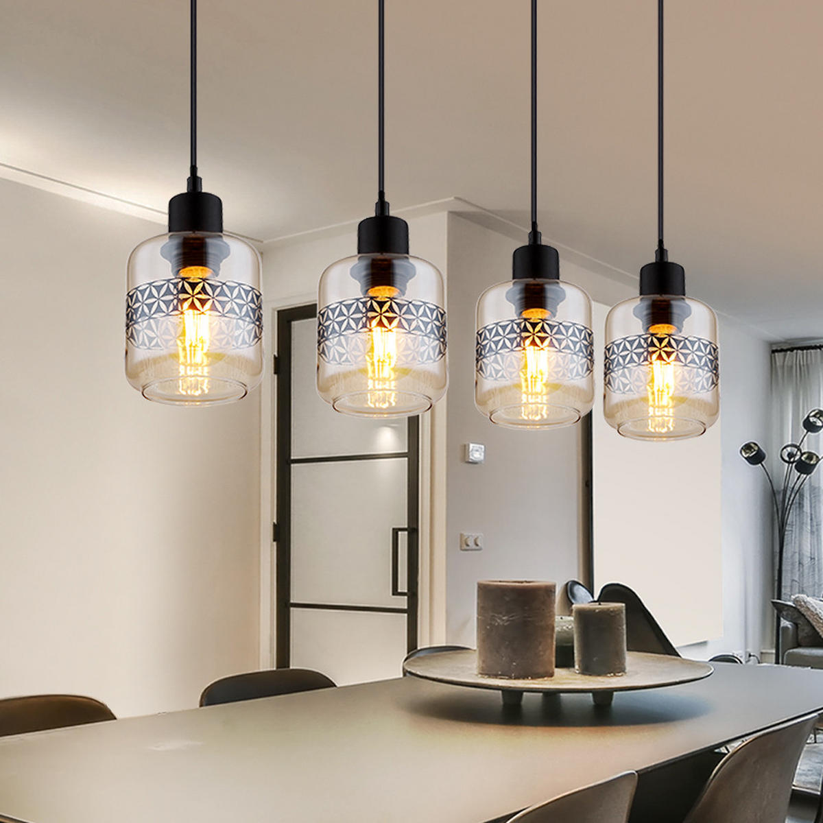 LED HÄNGELEUCHTE Metall Schwarz - Schwarz, Glas (71/11/120cm) - Globo Lighting
