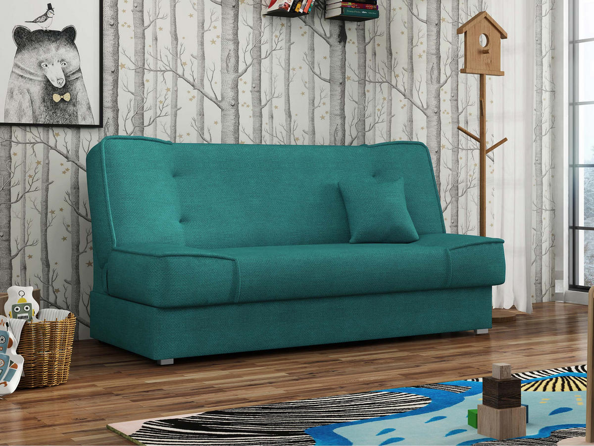 SCHLAFSOFA Gabi - Türkis/Silberfarben, Holz/Kunststoff (175/80/80cm) - MIRJAN24