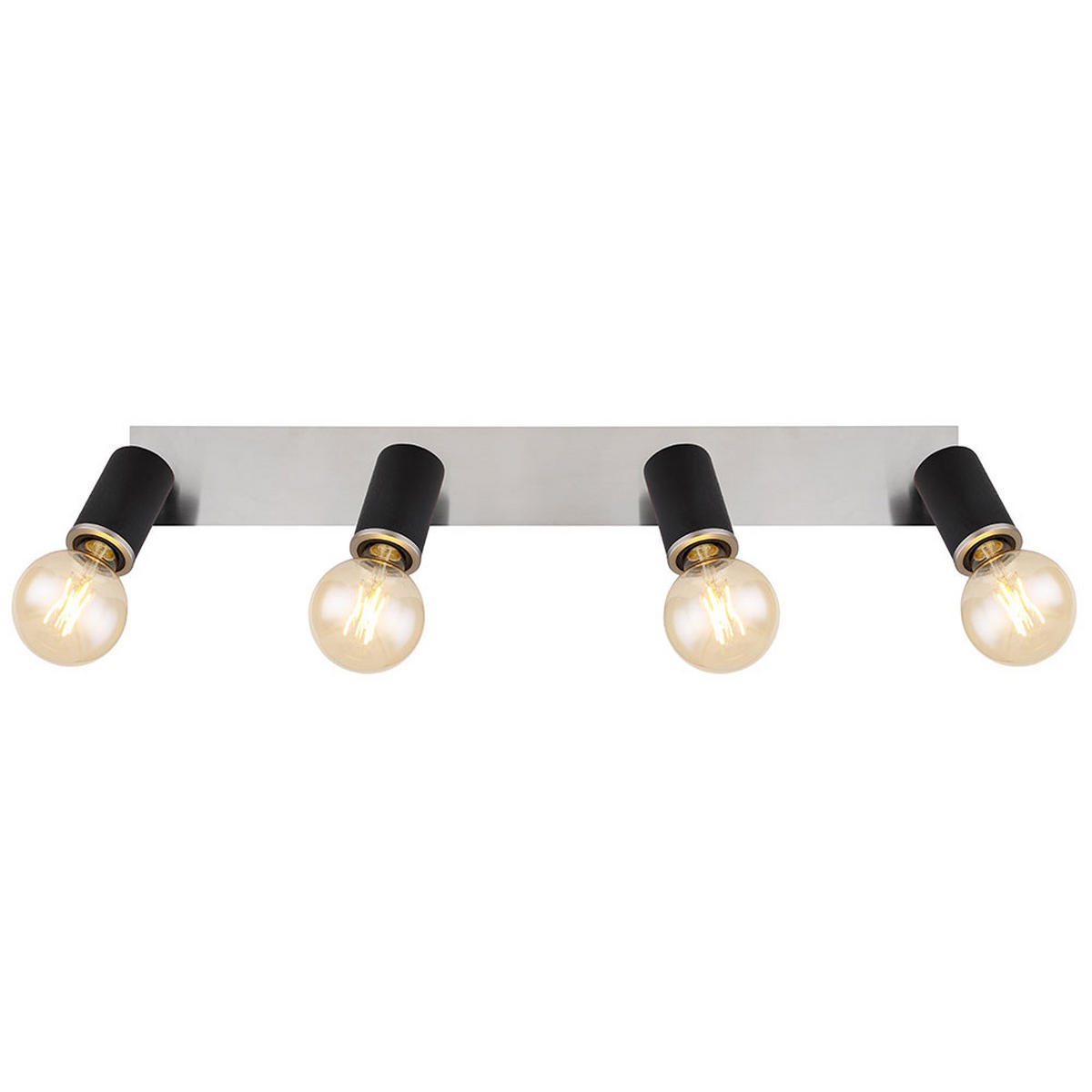 DECKENLEUCHTE Schwarz 4-flammig bewegliche Spots - Schwarz, Holz (80/10/18cm) - Globo Lighting