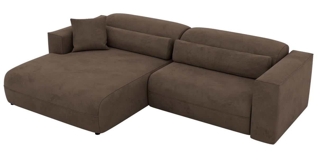 ROHOVÁ SEDAČKA PAZURRO L - Hnedá Samet - Vľavo - hnedá/čierna, textil/plast (288/180cm) - MKS