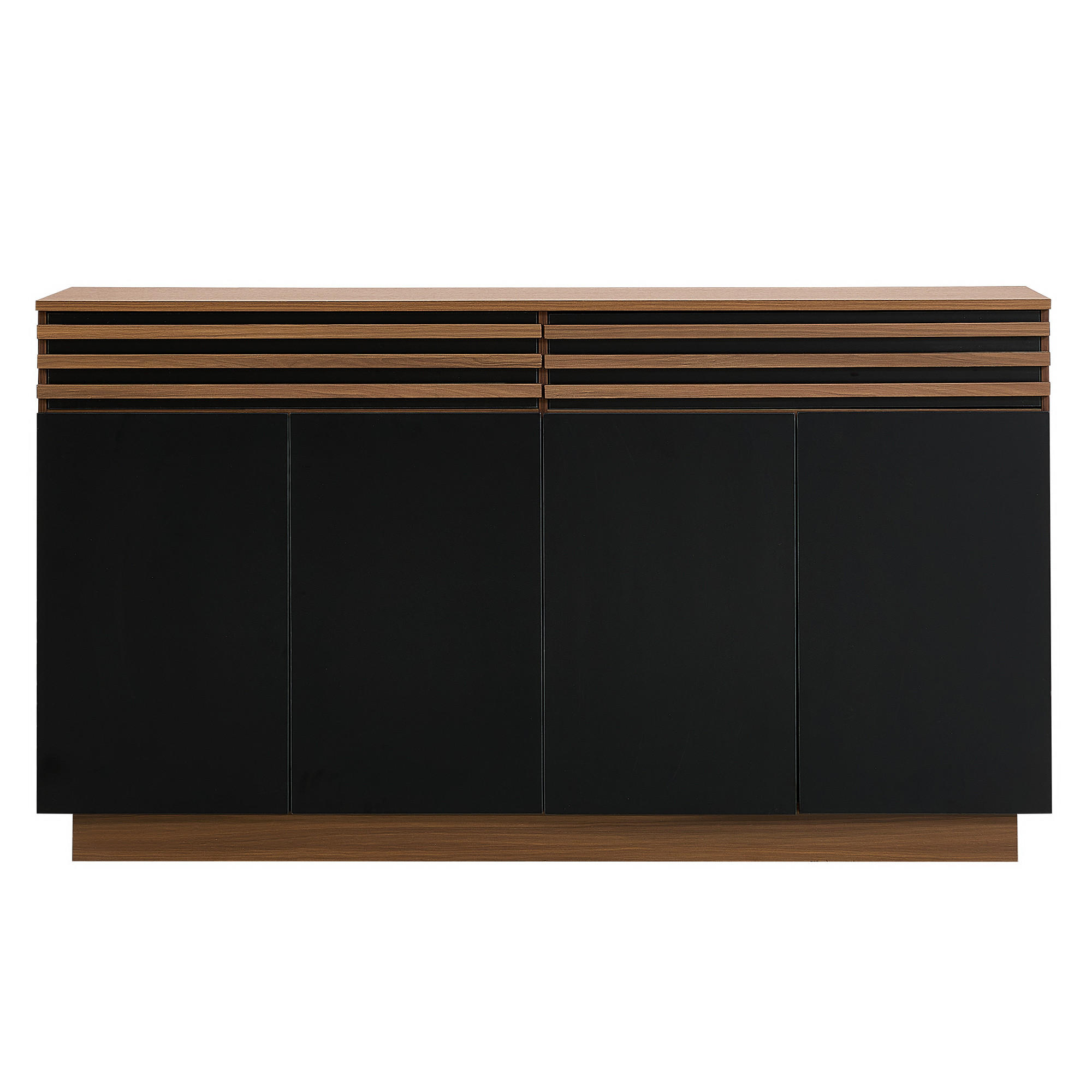 BUFLET in Holzoptik si Black, cu 4 Türen si 2 Schubladen