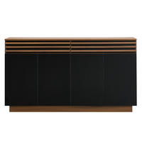 SIDEBOARD in Holzoptik und Schwarz, mit 4 Türen und 2 Schubladen - Walnussfarben, Holzwerkstoff (150/85/40cm) - Urban Meuble