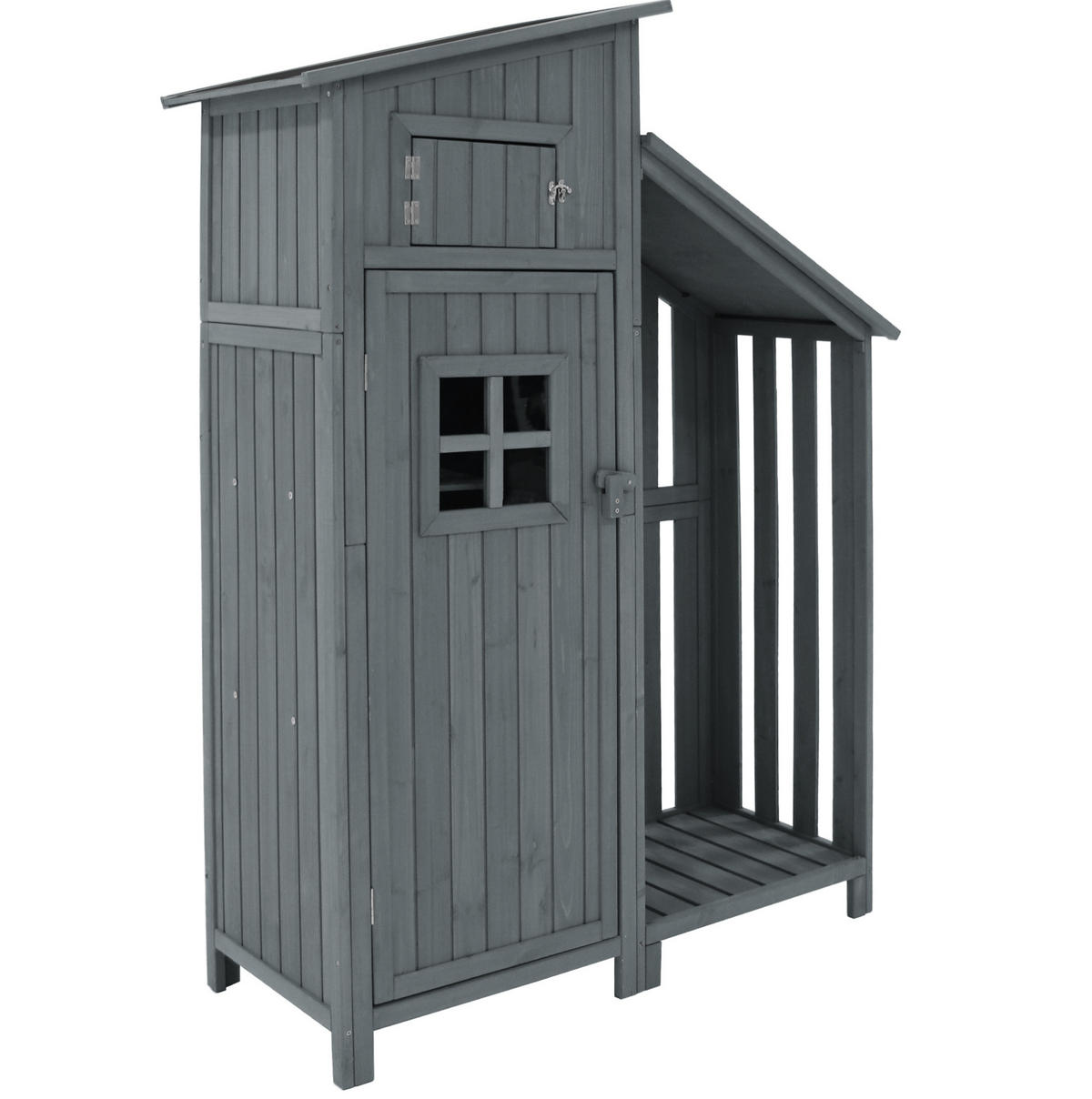 GARTENSCHRANK aus Massivholz 124x46x174 cm in Grau mit 2 Ablagen - Grau, Holz (46/174/124cm) - Modfu