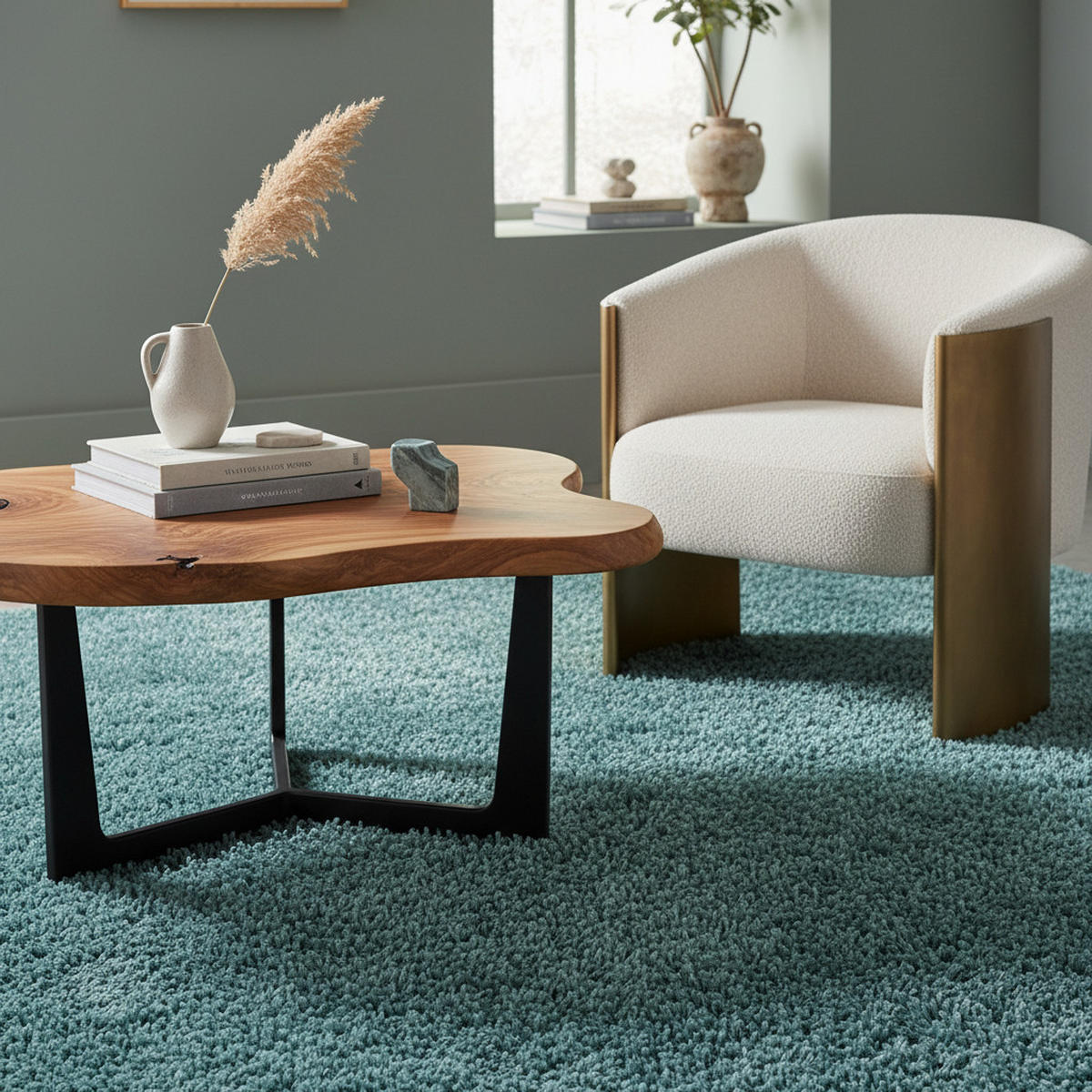 TEPPICH Hochflor Shaggy Uni-Look Polypropylen Wohnzimmer Türkis Läufer 60x110 - Blau, Textil (60/110cm) - KADIMA DESIGN