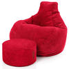 LOUNGE-SITZSACK Cozy + Fußhocker - Rot, Textil (80/90/90cm) - Green Bean