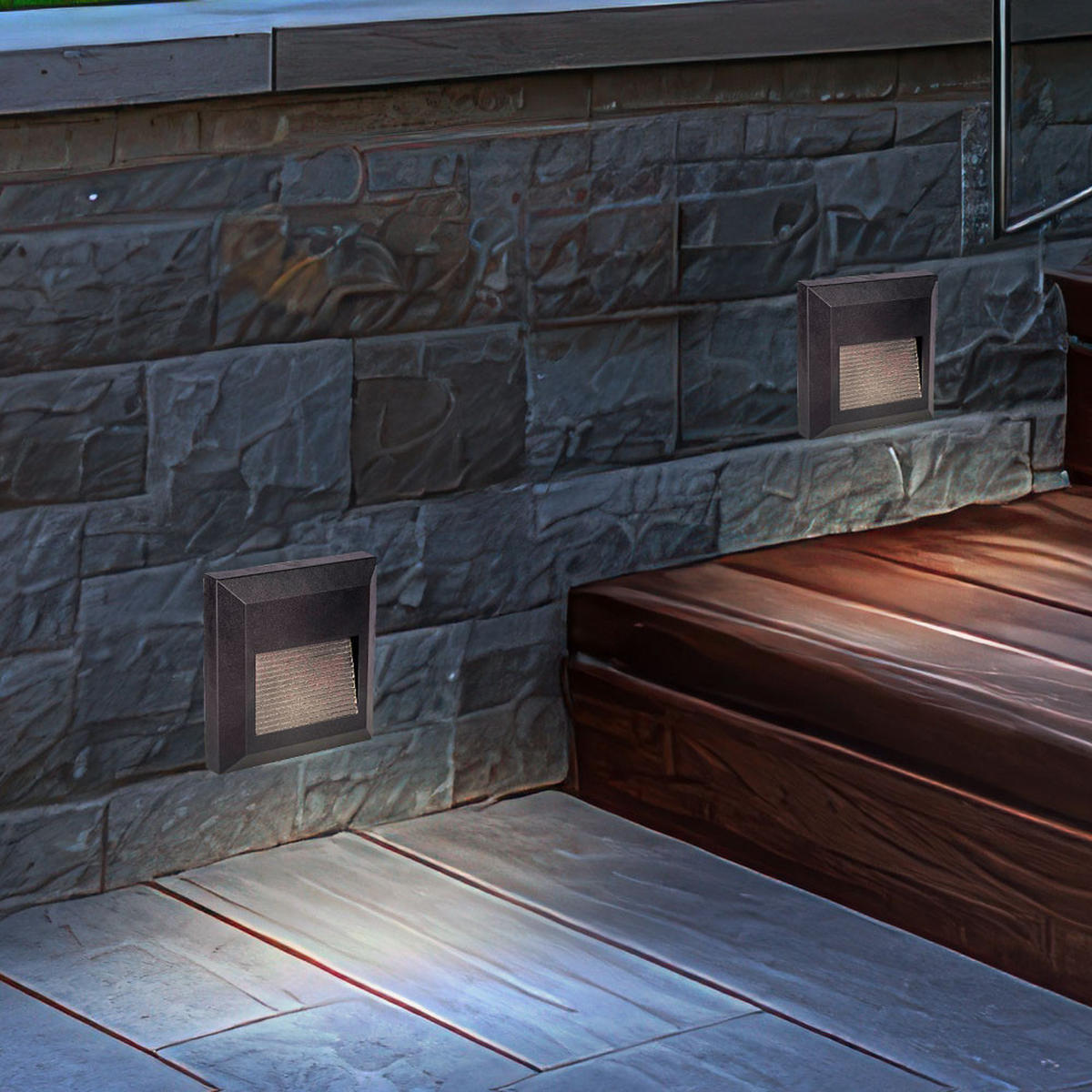 LED WANDLEUCHTE Quadrat Schwarz - Schwarz, Kunststoff (12.4/2.7/12.4cm)