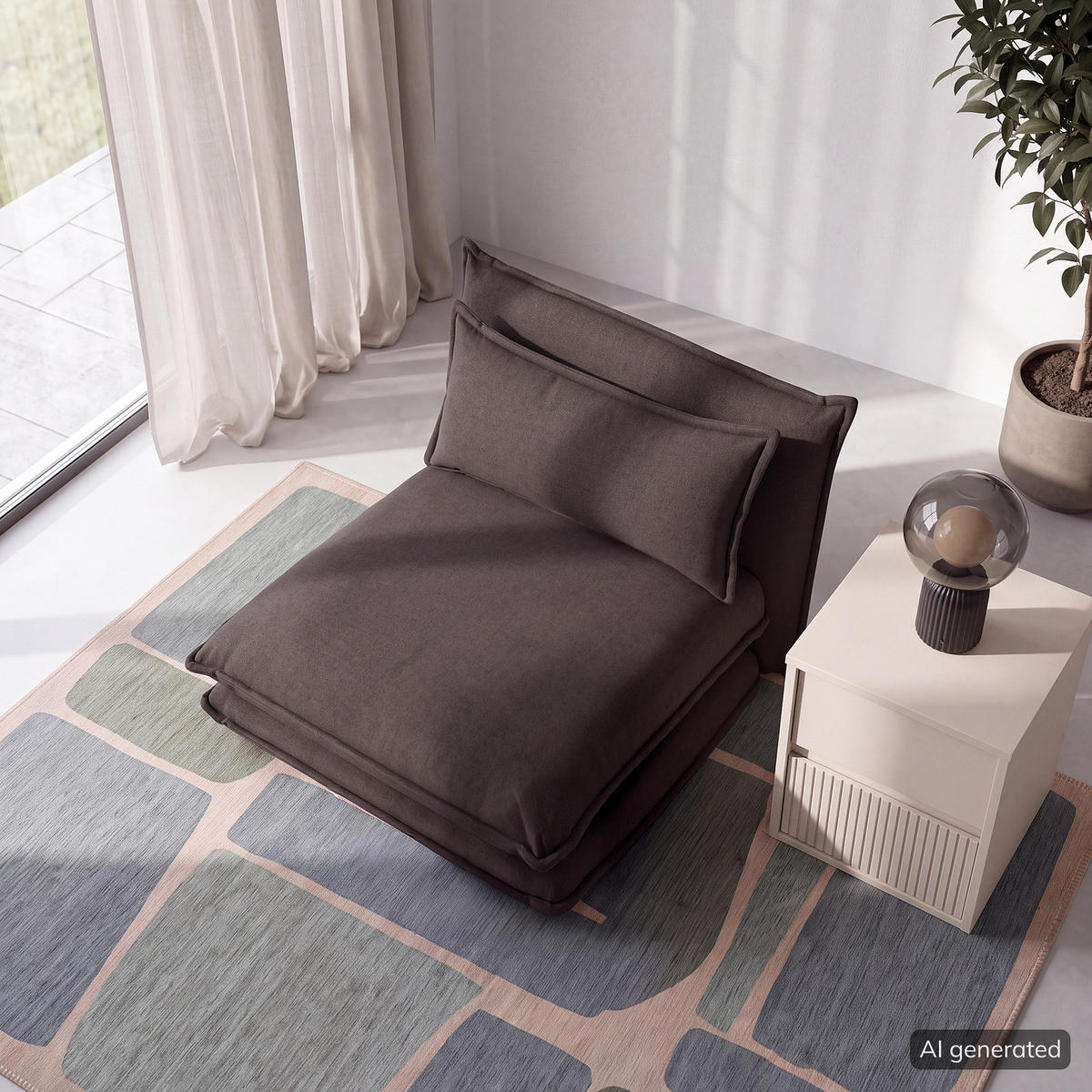 SCHLAFSESSEL - Anthrazit, Textil (78/56/74cm) - home24