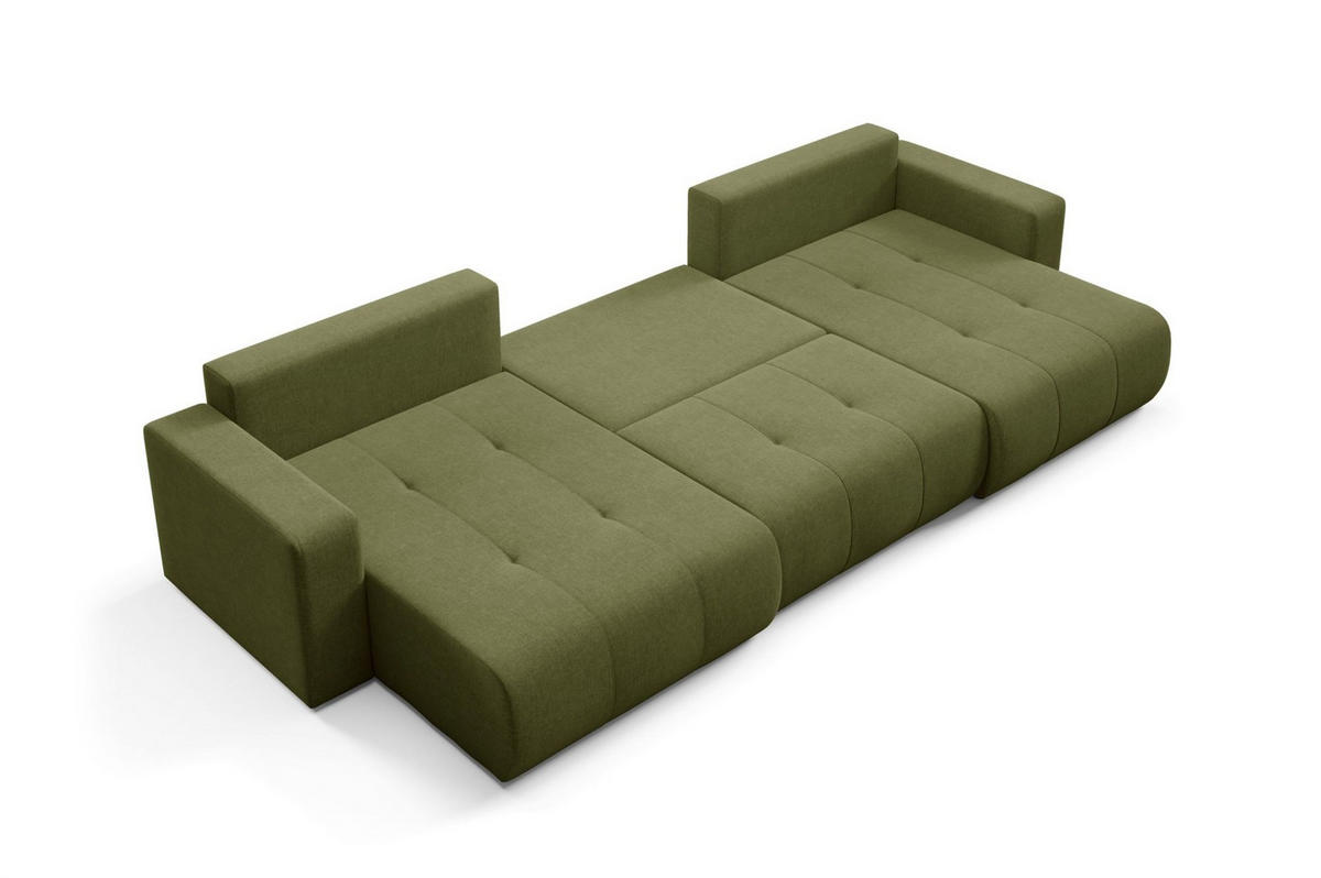 WOHNLANDSCHAFT Augusto - Grün, Holzwerkstoff/Textil (344/82/149cm) - Fun Möbel