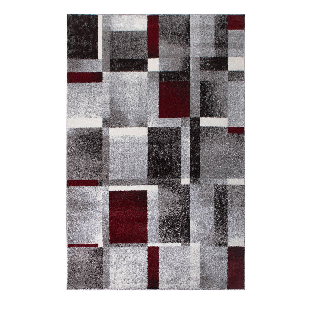 TEPPICH Phönix geometrisches Muster rot 60 x 110 cm - Anthrazit/Rot, Kunststoff/Textil (60/110cm) - oKu-Tex