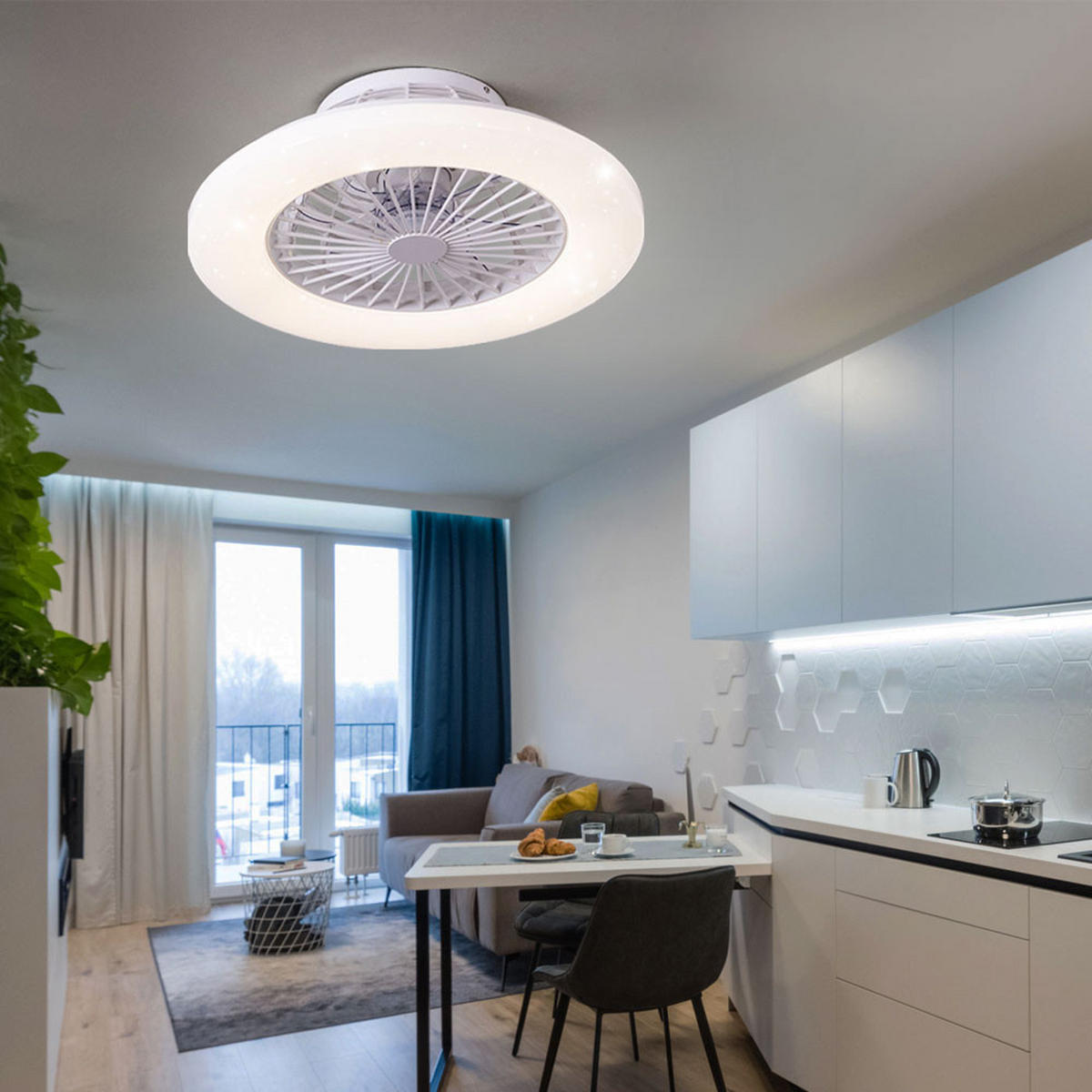 LED DECKENLEUCHTE TRAVO Weiß - Weiß, Metall (50/50/17.5cm) - Globo Lighting