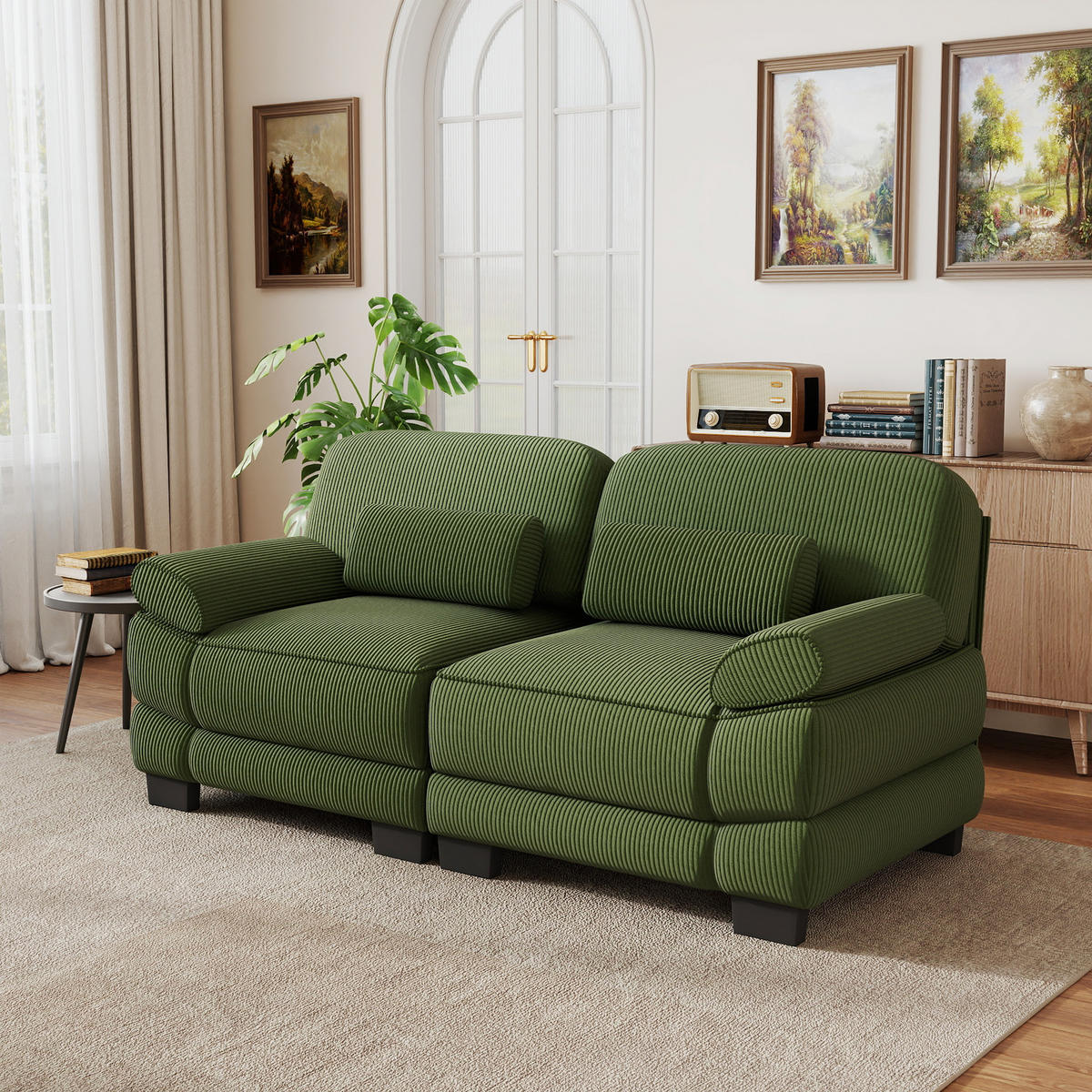 2-SITZER-SOFA modular mit Lendenkissen, DE-42659, Grün - Grün, Holz (194/94/88.5cm) - ComfortXL