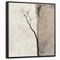 LEINWAND Bilder mit Rahmen - Wabi sabi - Pflanze - Beige - 50x50 - Taupe, Textil (50/50cm) - MuchoWow
