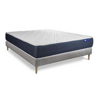 BETT Actimemo sleep Memory-Schaum 180 x 220 cm h1 - Kit Bettgestell Grau - Beige/Grau, Karton/Holz (180/220cm) - ACTISOM
