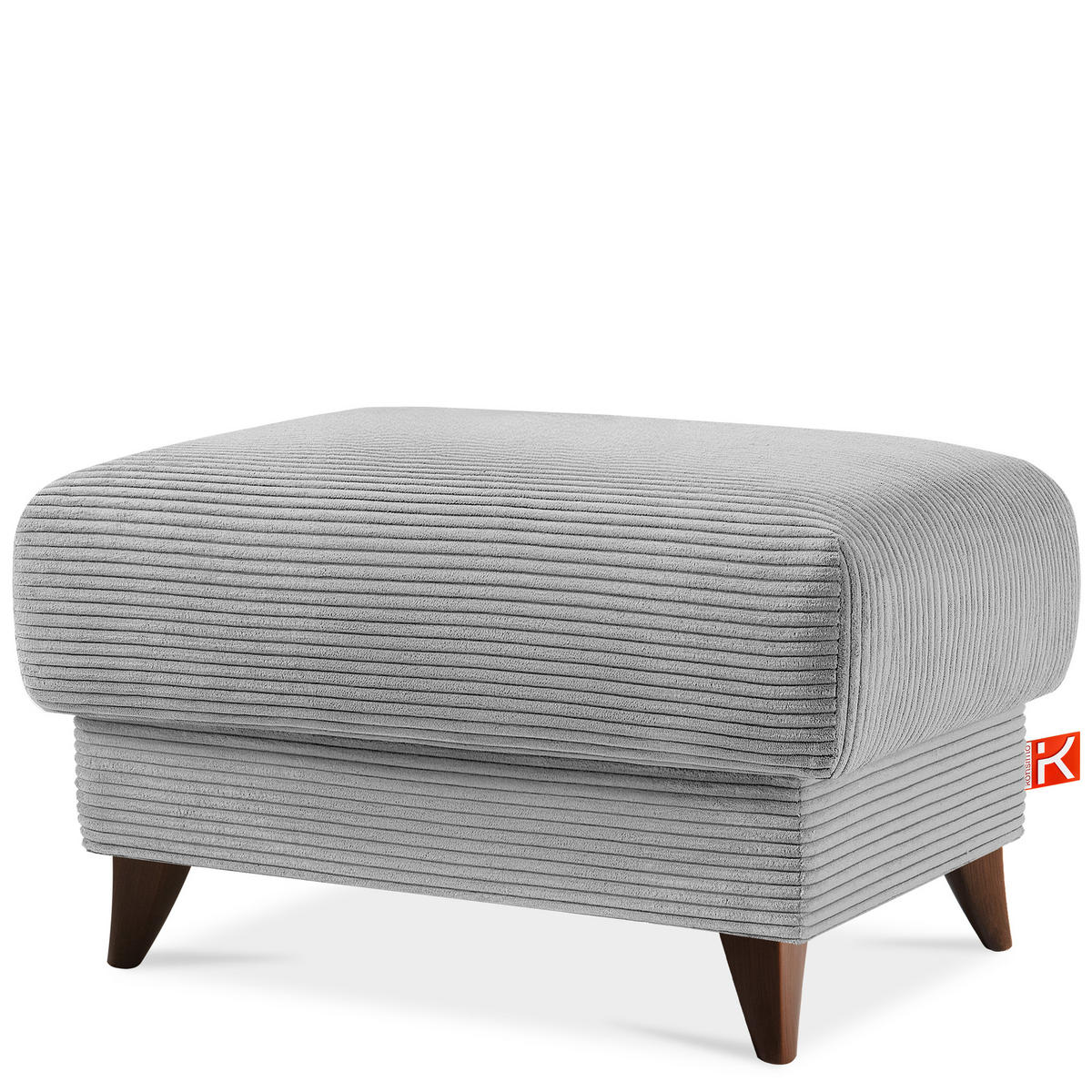 HOCKER GUSTAVO II, Hellgrau - Hellgrau/Braun, Holz/Holzwerkstoff (92/49/92cm) - KONSIMO®