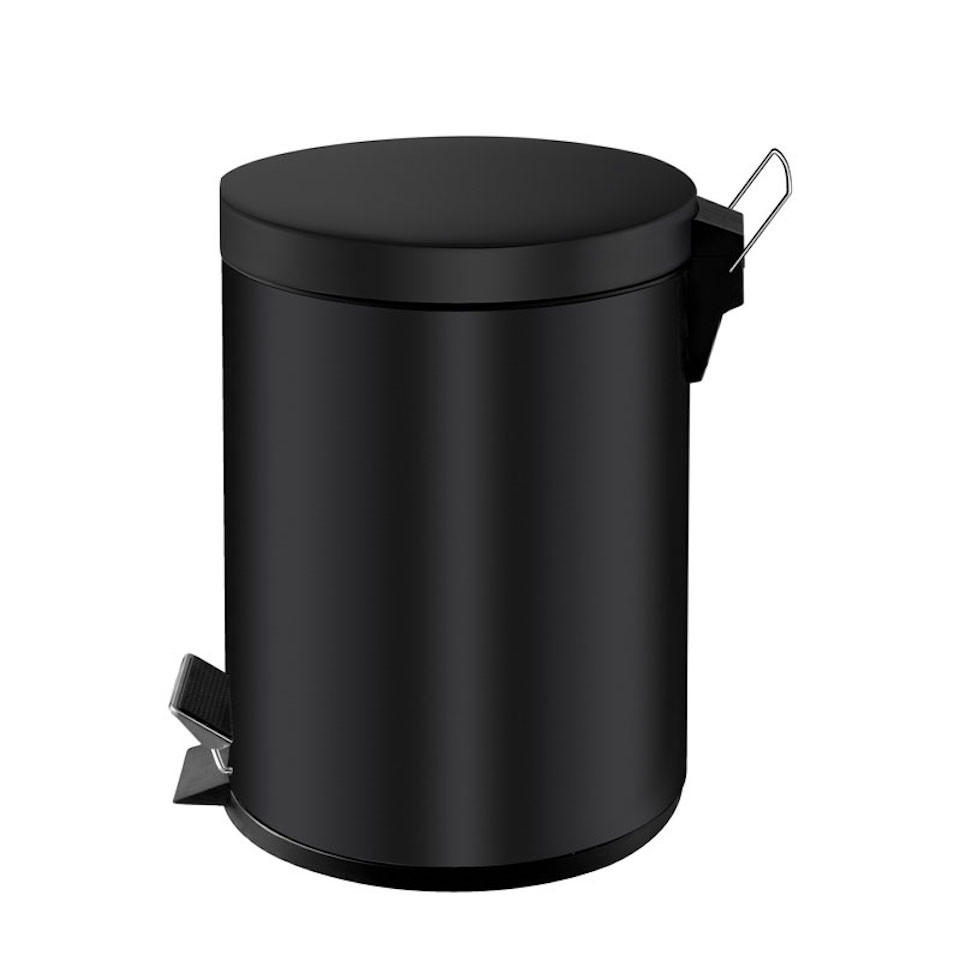 MÜLLEIMER Runder TretMit Herausnehmbaren Kunststoff Inneneimer 5 Liter 28,4 x 24,5 x 20 cm Schwarz - Schwarz, Metall (20/28.4/24.5cm) - PROREGAL