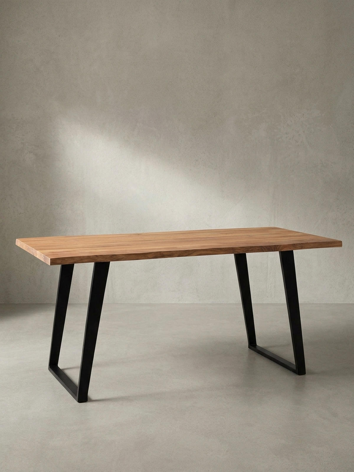 SCHREIBTISCH Massivholz Baumkante U-Gestell Handarbeit ATOLL, Goldbraun-Schwarz 160x80x76 cm - Schwarz/Braun, Holz/Metall (80/160/76cm) - KADIMA DESIGN