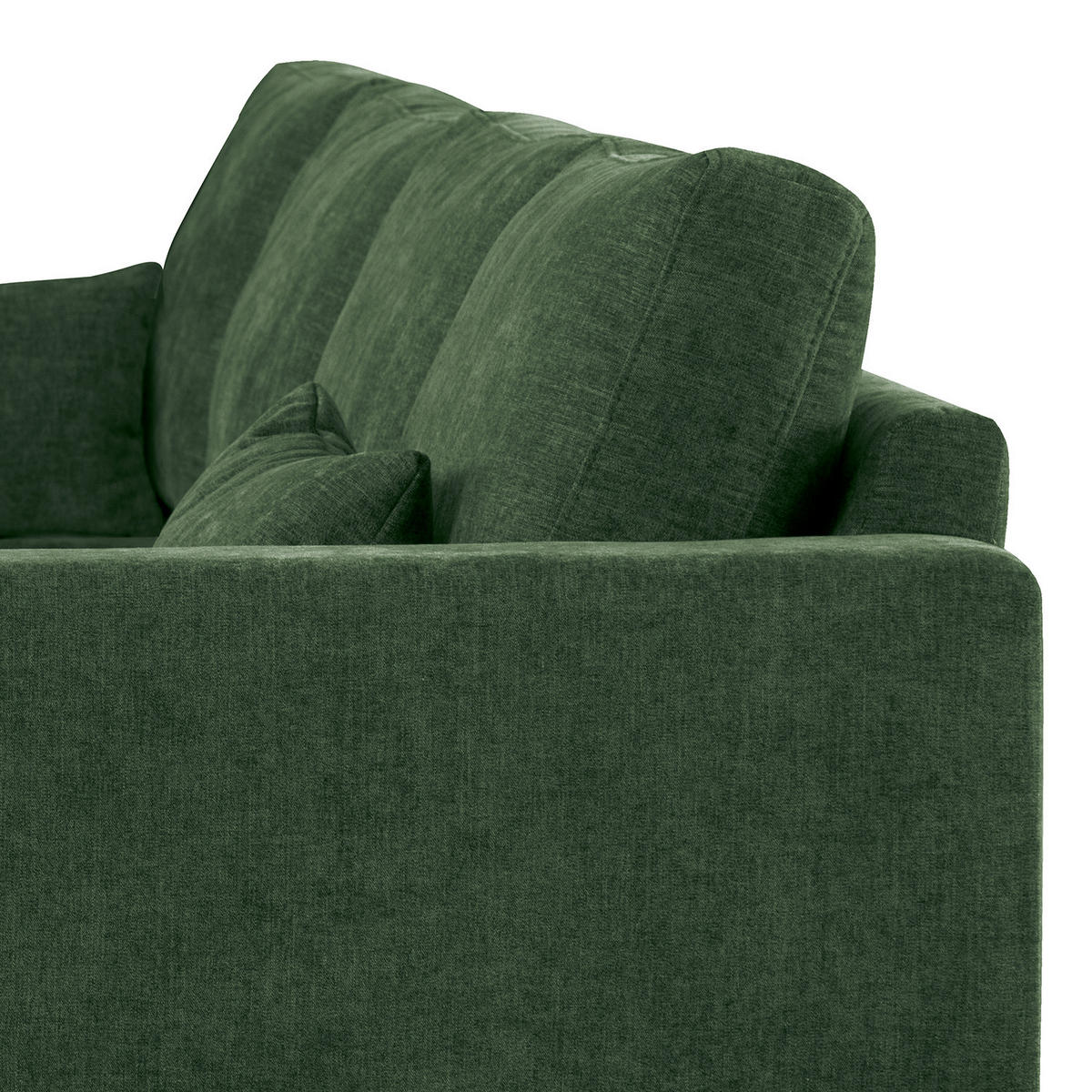 ECKSOFA mit Longchair - Dunkelgrün/Eichefarben, Eichenholz/Textil (281/153cm) - home24