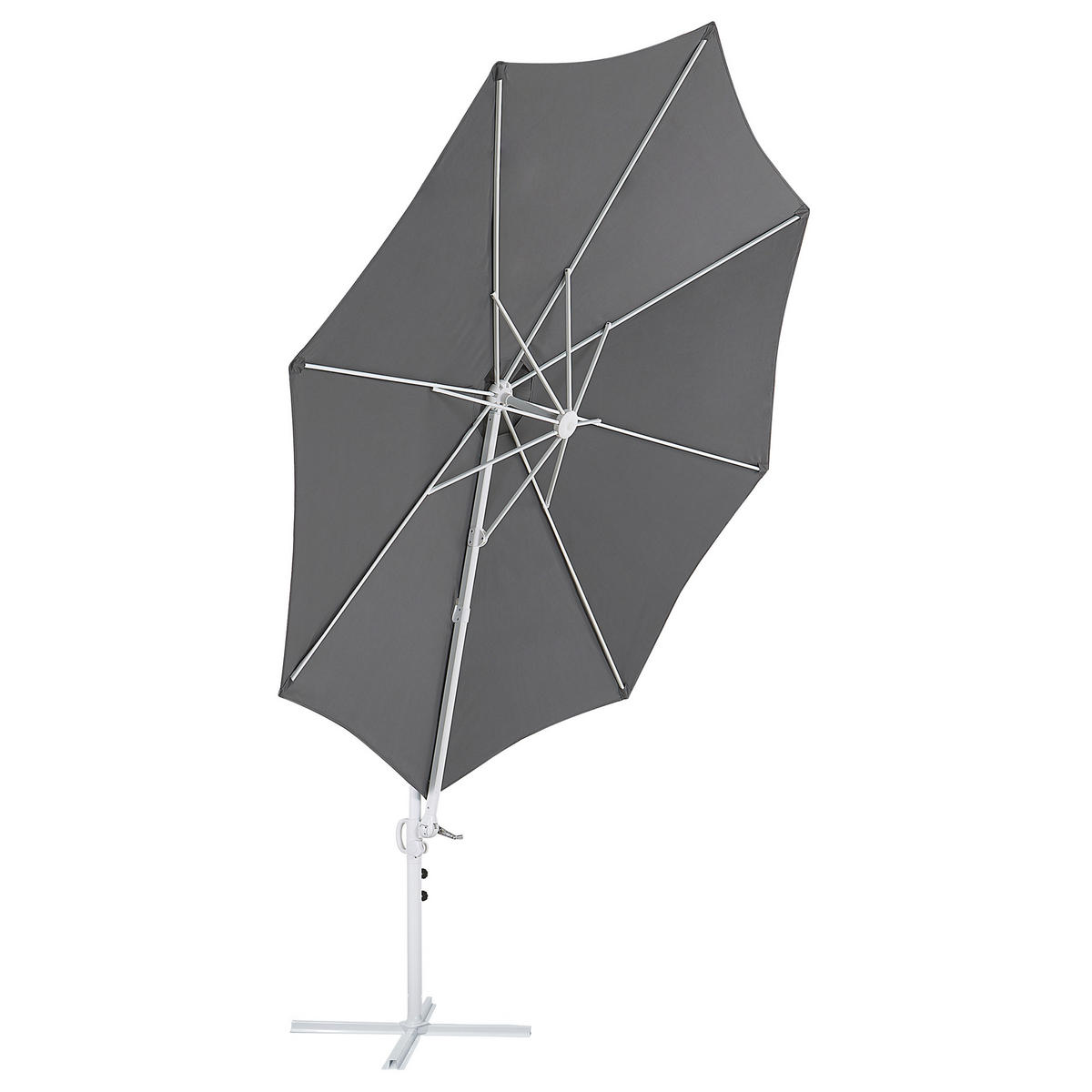 AMPELSCHIRM dunkelgrau/weiß 295 cm Savona II - Weiß/Grau, Textil (295/295cm) - Beliani