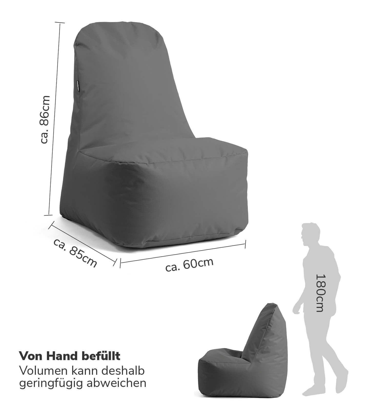 Thumbnail - Mokebo Sitzsack, Anthrazit, Textil, 60x86x85 cm, Oeko-Tex®, Gartenmöbel, Gartenstühle, Outdoor-Sitzsäcke