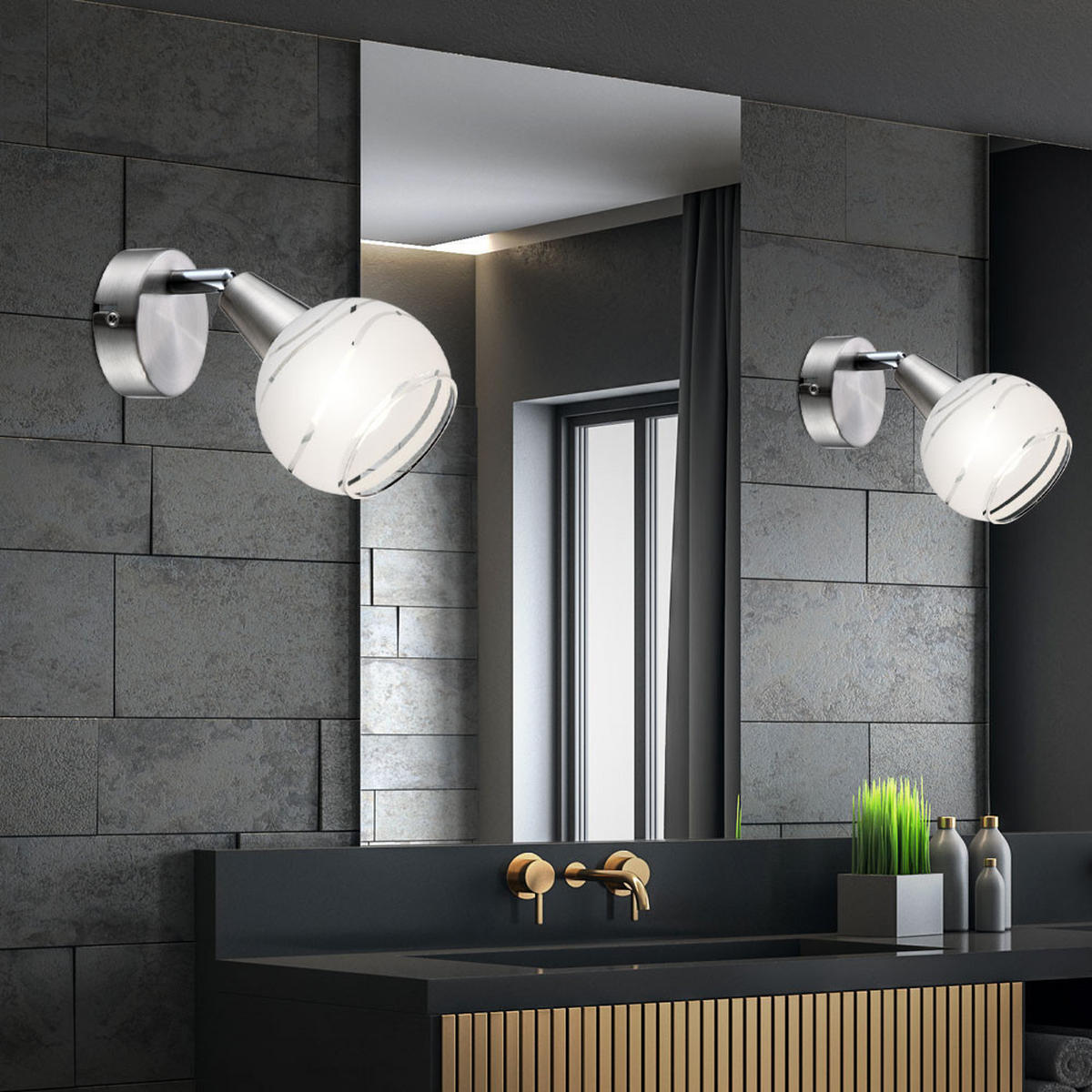 LED WANDLEUCHTE Elliott Silber - Silberfarben, Glas (10/15/19cm) - Globo Lighting