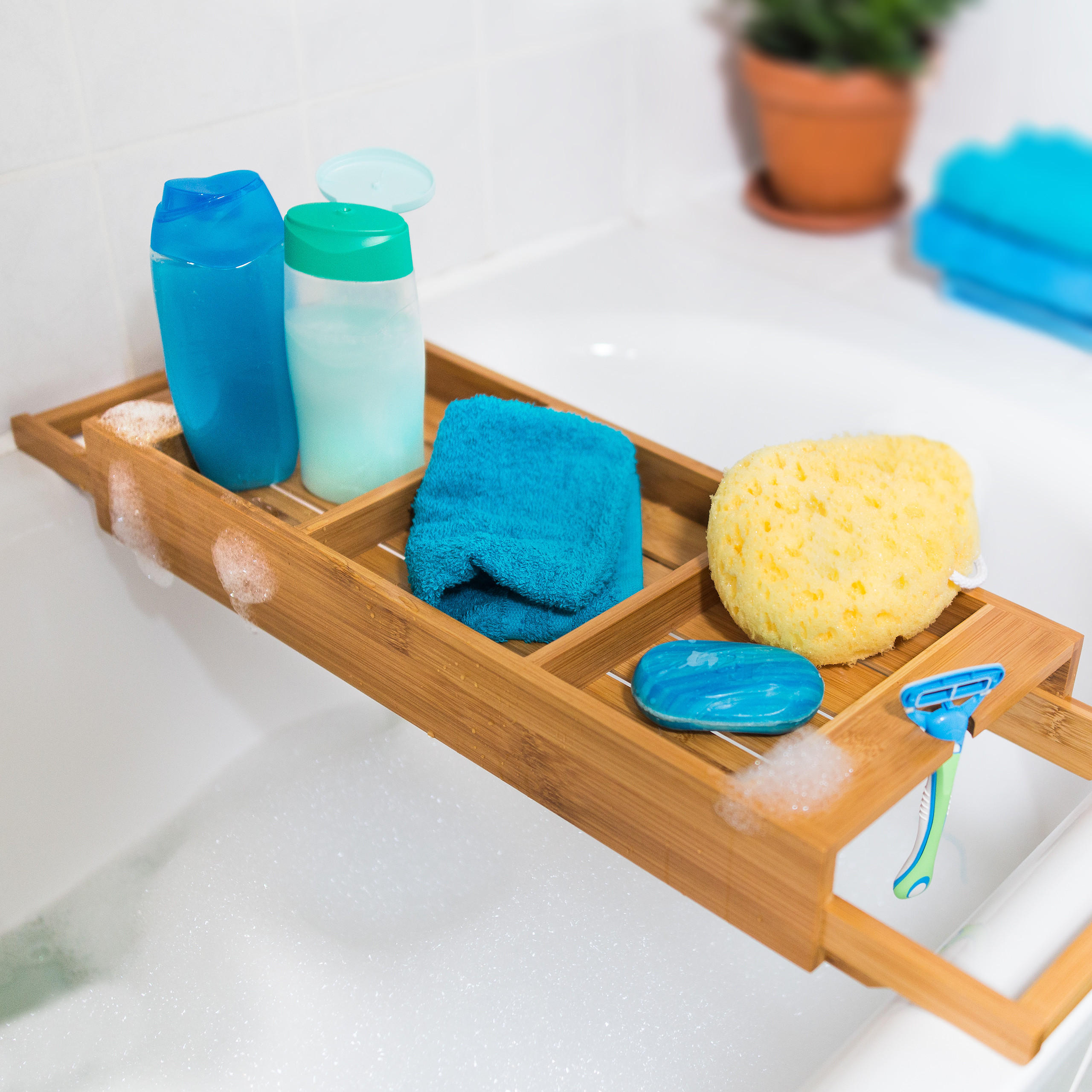 BADEWANNENABLAGE - Hellbraun, Holz (67/7/21.5cm) - Relaxdays