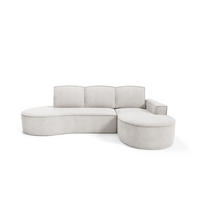 ECKSOFA MOLLY mit Schlaffunktion – Halbrund, freistehend, Liegefläche 140x207 cm, 3 Kissen, Curio-Stoff, 277x157x88 cm, Rechts, Weiß - Creme, Holz/Textil (277/157cm) - DomoHome
