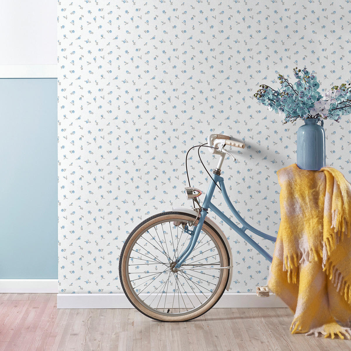 TAPETE Blumen 53 cm x 10 m - Blau, Papier (53/0.1cm) - Sanders & Sanders