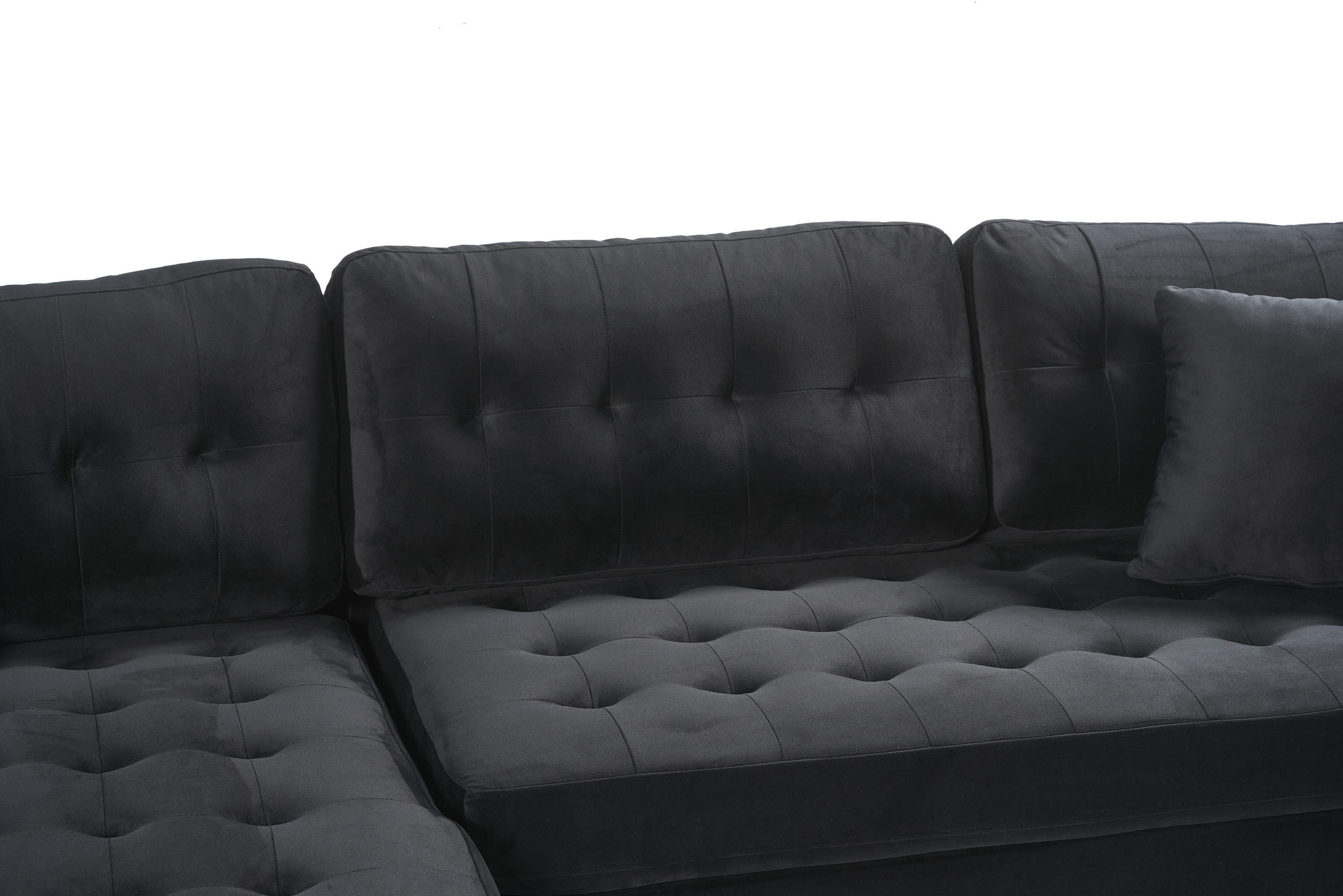ECKSOFA Velours schwarz - Schwarz, Textil (290/177cm) - ebuy24
