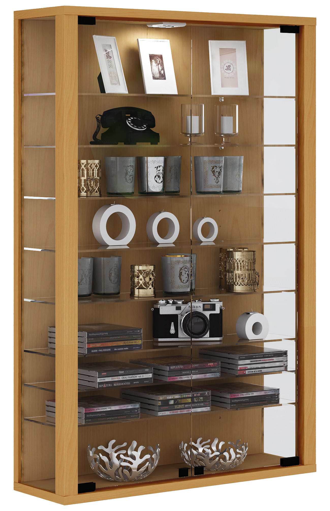 VITRINENSCHRANK Braun - Braun, Holzwerkstoff (59/90/18cm) - ebuy24