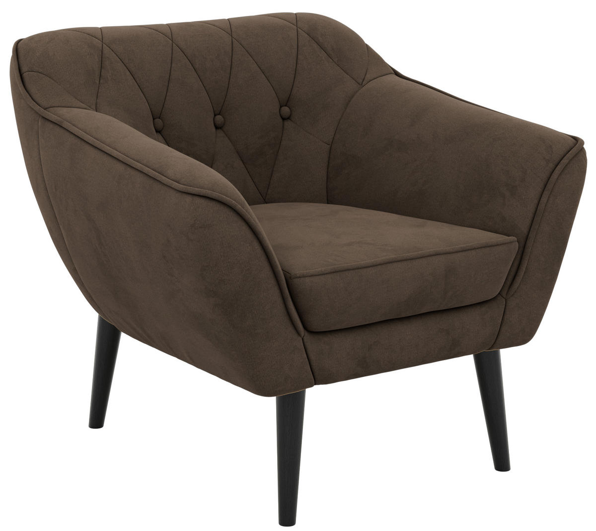 KRESLO PIRS - Hnedá Samet - hnedá/čierna, kompozitné drevo/textil (80/75/74cm) - MKS