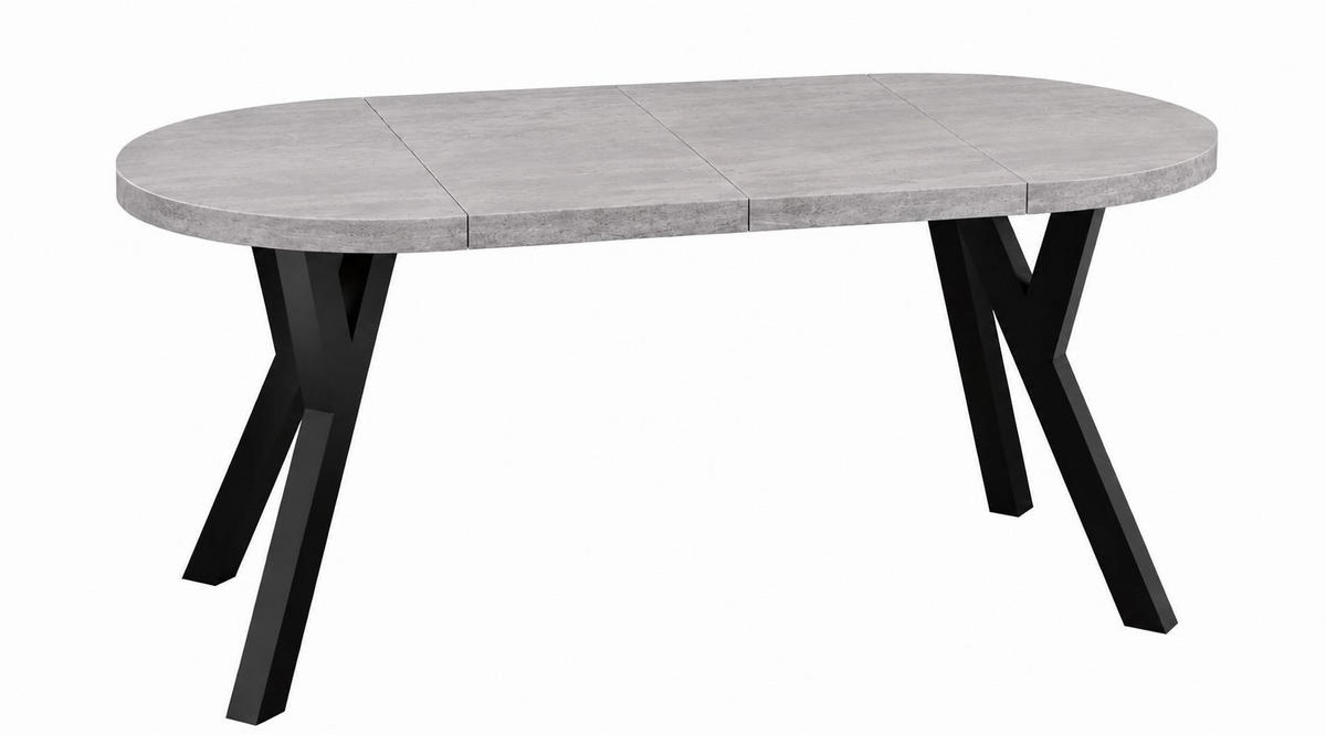ESSTISCH ausziehbar rund 100-200 cm ATO Beton, Auszugstisch mit Einlegeplatte - Schwarz/Grau, Holzwerkstoff (100/100/77cm) - VENASI MÖBEL