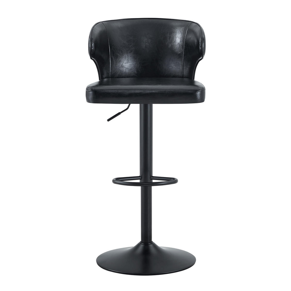 BARHOCKER mit Lehne, höhenverstellbar, 360° drehbar, Schwarz - Schwarz, Kunststoff (45/110/49.7cm) - MIVRAY