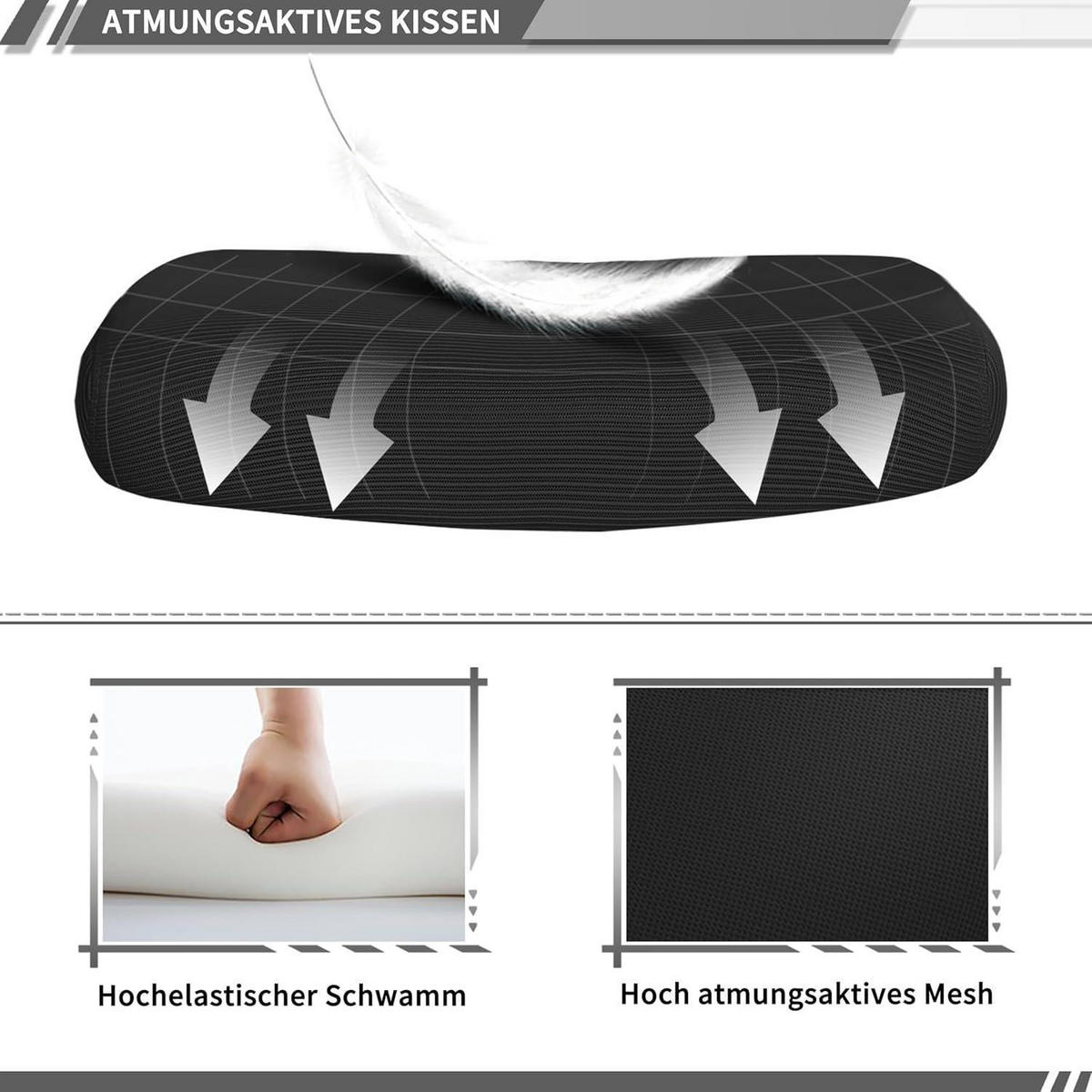 BÜROSTUHL mit Fußstütze und verstellbarer Kopfstütze Schwarz - Schwarz, Textil (64/117/64cm)