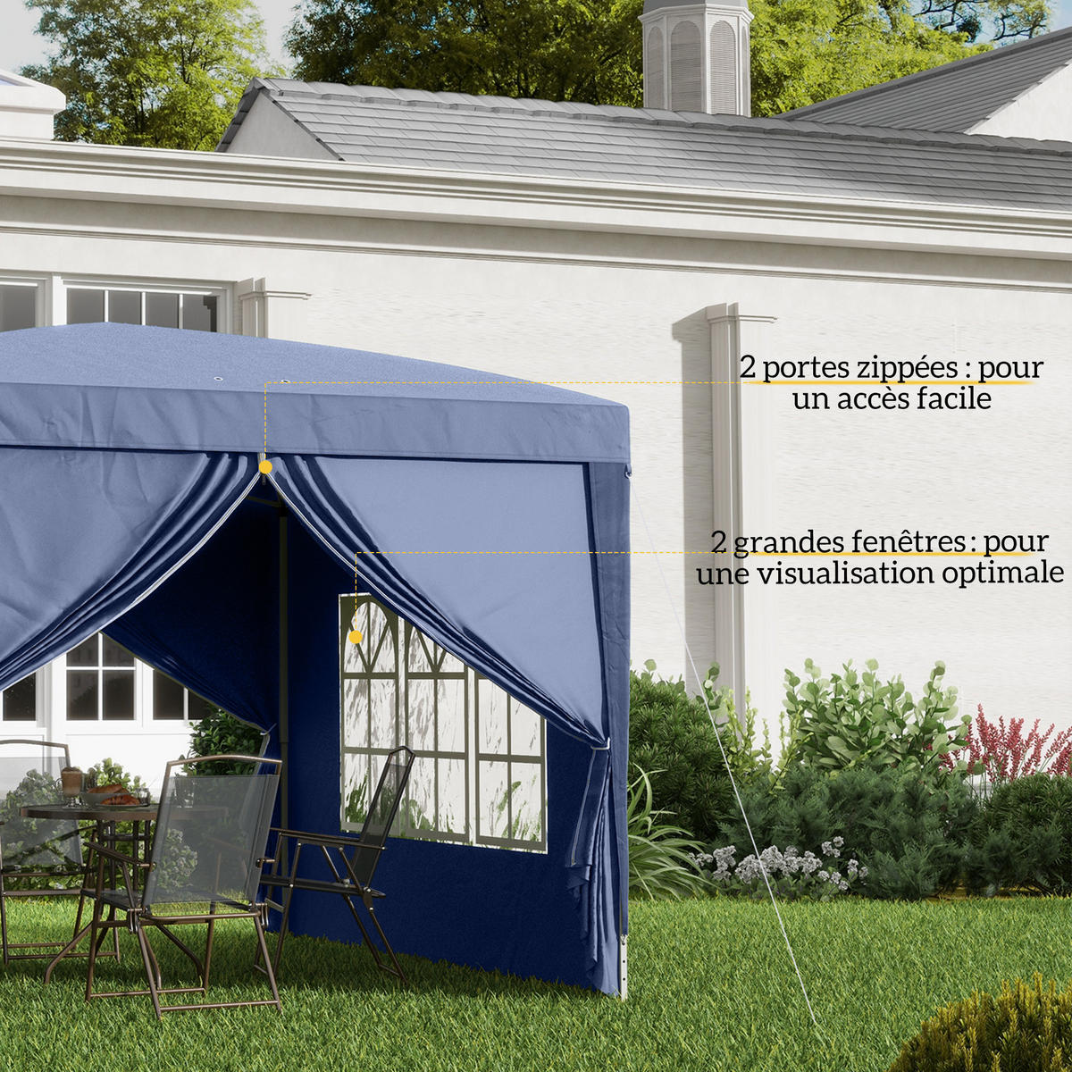 PAVILLON DE-13940 3/3 m mit Fenstern Blau - Blau, Textil (295/258/295cm) - ComfortXL