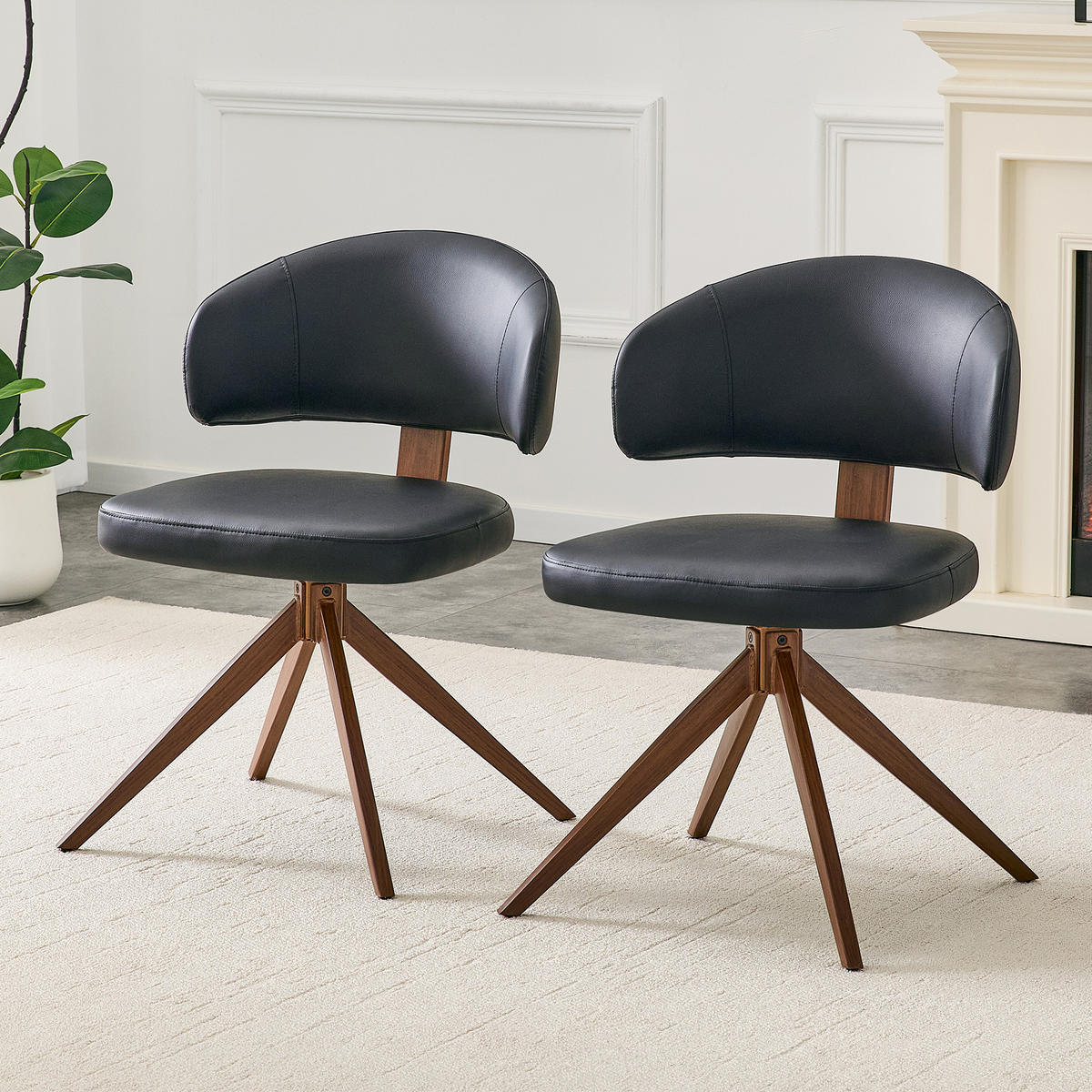 STUHL-SET DE-36677 2 Stück 360° drehbar mit Metallgestell Schwarz - Schwarz, Metall (50.5/77/54.5cm) - ComfortXL
