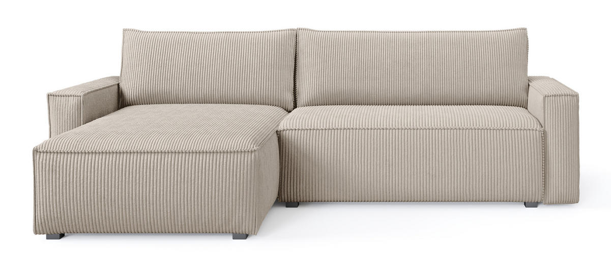 ROHOVÁ SEDAČKA BESMIR krémová - šedá/krémová, dřevo/textil (275/148cm) - MASSENO