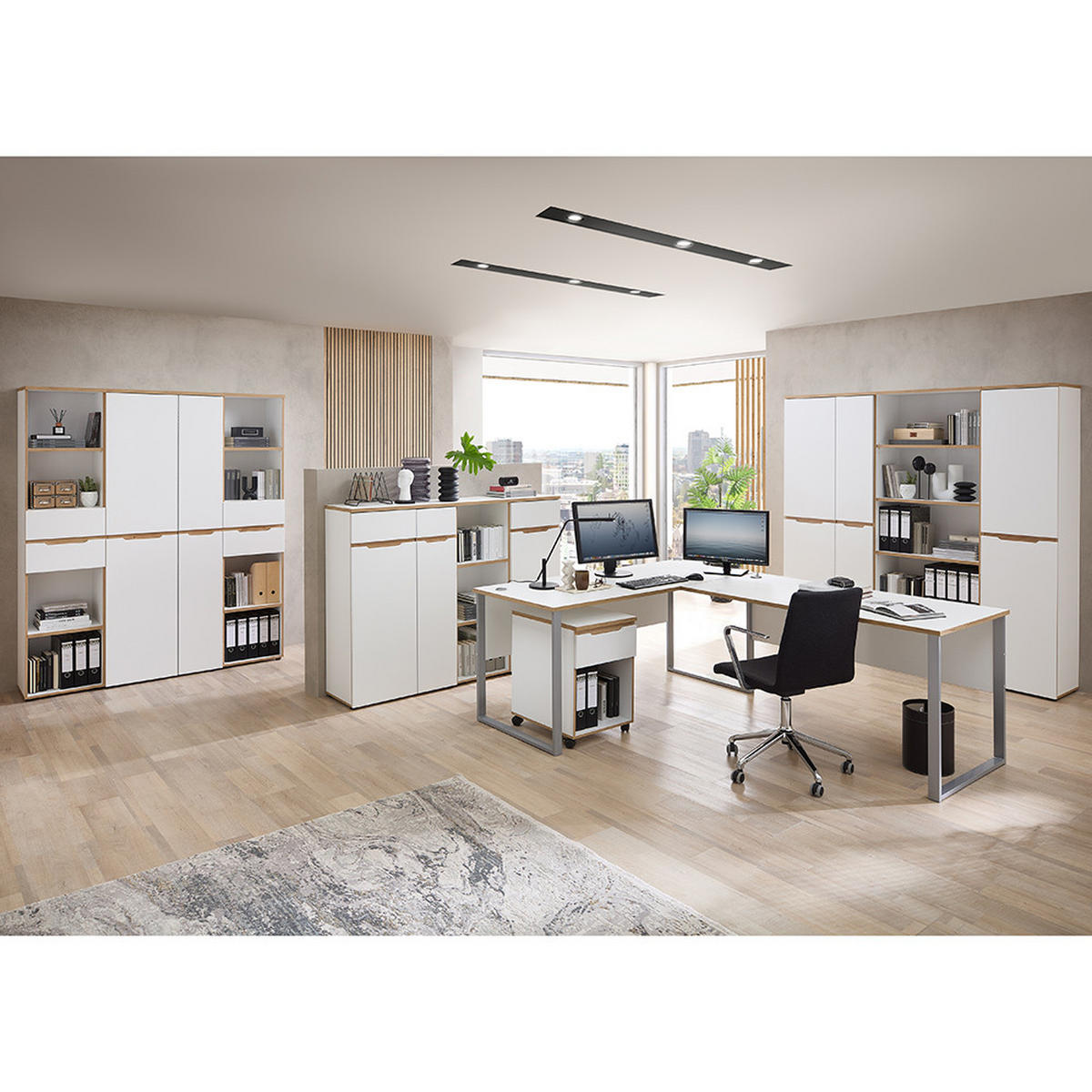 AKTENREGAL Manresa-36 - Weiß, Holzwerkstoff (75/197/38cm) - Lomado