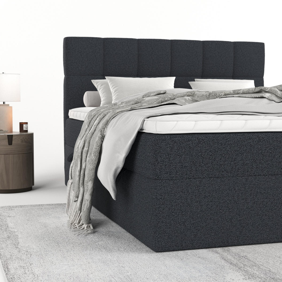 POSTEL BOXSPRING VARENO 200/200 Antracitová - černá/antracitová, kov/dřevo (200/200cm) - AltaBeds