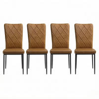 ESSSTUHL 4er-Set mit hoher Rückenlehne 42 x 94,5 x 59 cm Braun - Braun, Metall (42.5/94.5/40cm) - Meubliv
