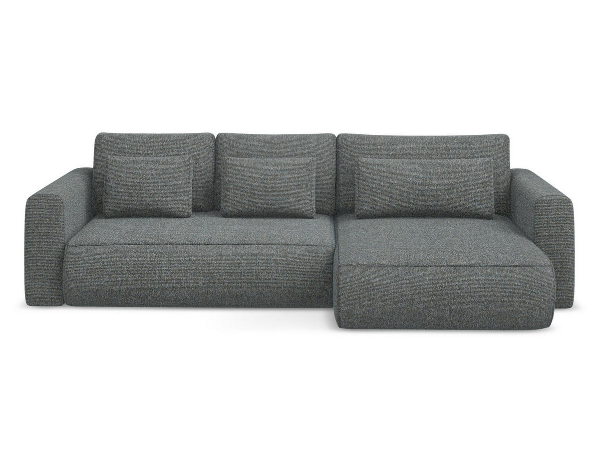 ECKSOFA mit Schlaffunktion Strukturstoff Stoff Grau - Dunkelgrau/Schwarz, Kunststoff/Textil (278/149cm) - Makamii