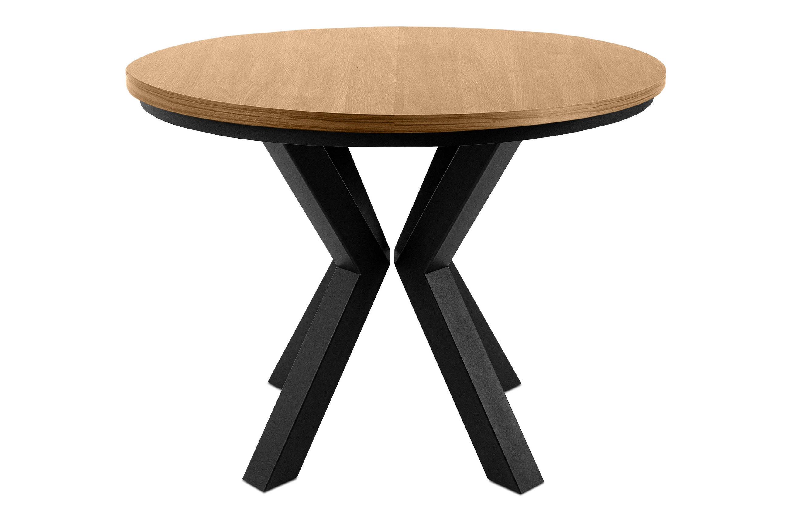 ESSTISCH ROSTEL Ausziehbar 100-180cm Rund, goldene eiche/schwarz - Eichefarben/Schwarz, Holz (100/180/75cm) - KONSIMO®