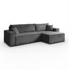 ECKSOFA Gepolstertes CARLO XL Cord mit Schlaffunktion und Bettkasten, Poso 60 - Grau, Textil (277/143cm) - Lookway