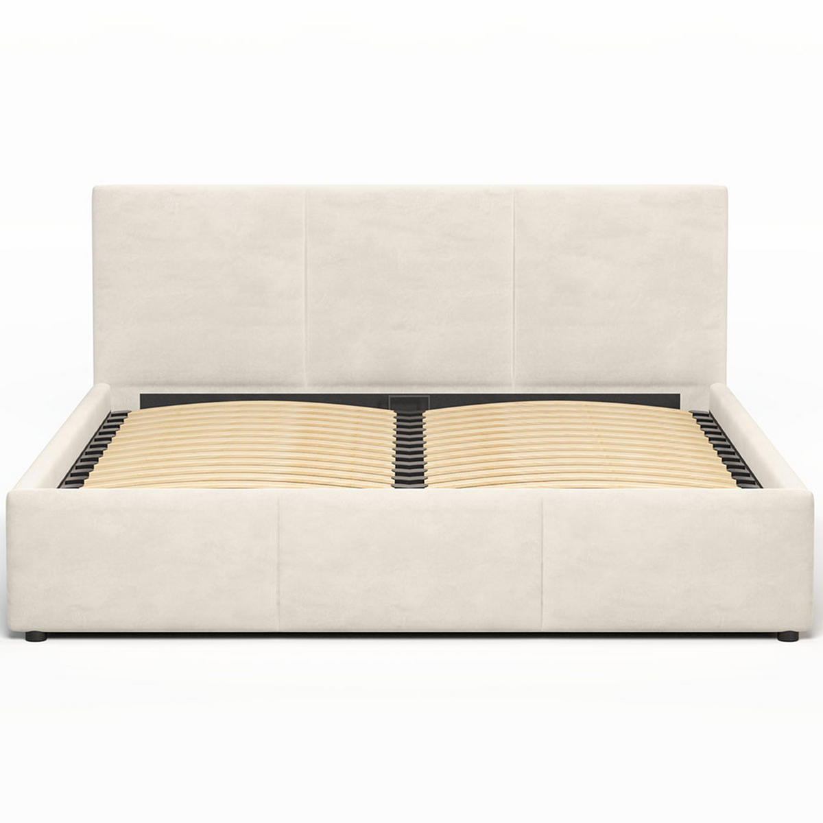 POLSTERBETT 140×200 cm mit Bettkasten und Lattenrost Nela HLR-1 Beige Velours - Beige, Holz/Metall (140/200cm) - Jana