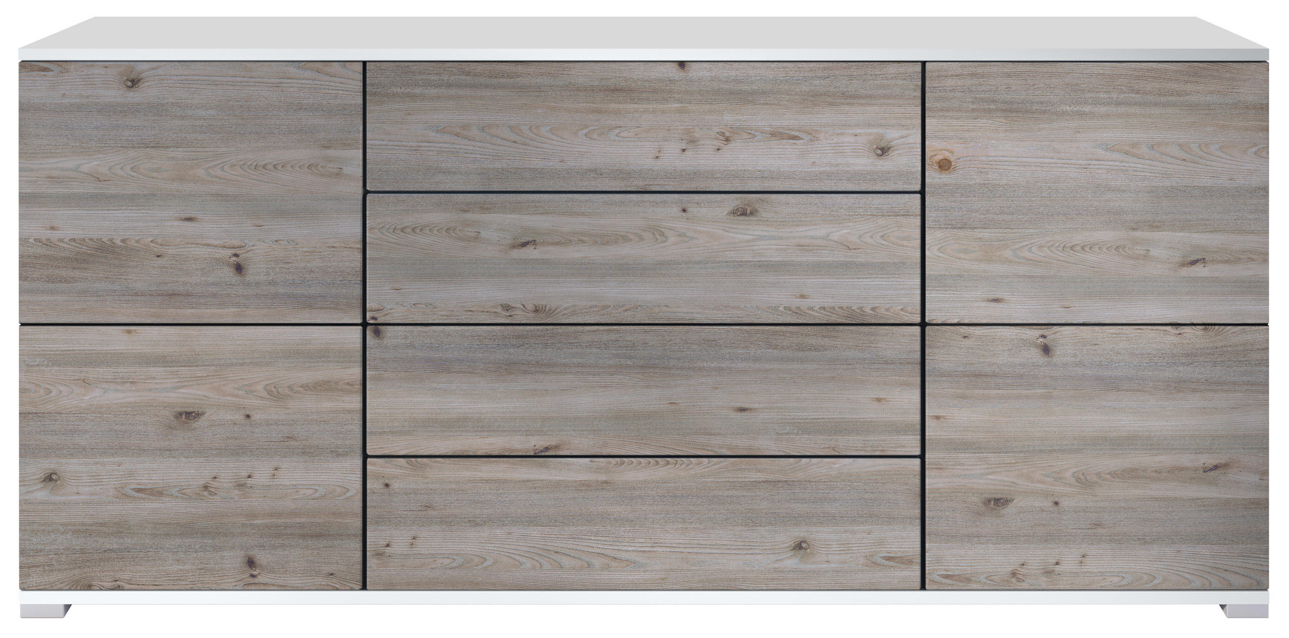 SIDEBOARD Rova Eiche Nordic - Silbereichenfarben, Holzwerkstoff (166.5/75.5/35cm) - Vladon