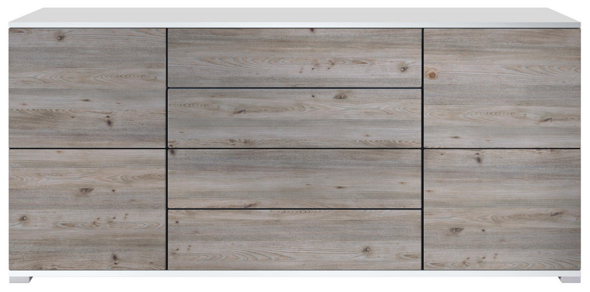 SIDEBOARD Rova Eiche Nordic - Silbereichenfarben, Holzwerkstoff (166.5/75.5/35cm) - Vladon